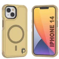 PunkCase IPhone 14 Case, [Spartan 2.0 Series] Clear Rugged Heavy Duty Cover W/Built In Screen Protector [Yellow]