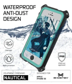 IPhone SE/5S/5 Waterproof Case, Ghostek® NauticalTeal Series| Underwater | Aluminum Frame | Ultra Fit -Phone Vibe Shop Nautical IphoneSE immersion aqua