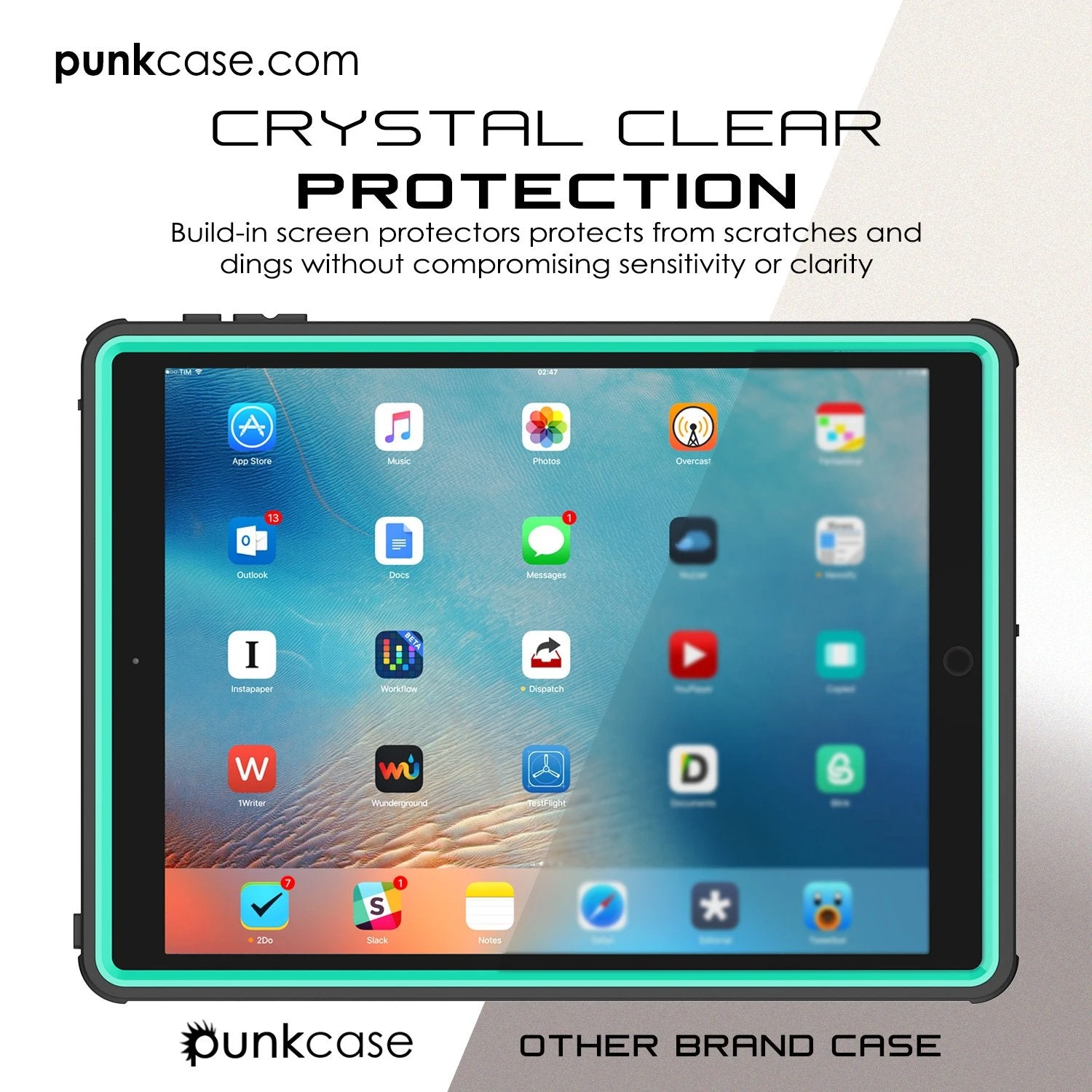 Punkcase IPad Pro 9.7 Case [CRYSTAL Series], Waterproof, Ultra-Thin Cover [Shockproof] [Dustproof] With Built-in Screen Protector [Teal] - Image 2