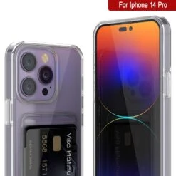 IPhone 14 Pro Card Holder Case [Crystal CardSlot Series] [Slim Fit] -Phone Vibe Shop View 1 Clear Cardslot Iphone14Pro