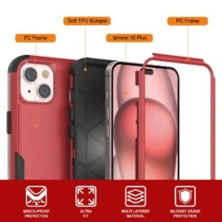 Punkcase For IPhone 15 Plus Belt Clip Multilayer Holster Case [Patron Series] [Red-Black] -Phone Vibe Shop View 1 Patron Iphone 15 Plus 73149e98 77a7 4929 9a4c 96e9c47ce414