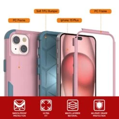 Punkcase For IPhone 15 Plus Belt Clip Multilayer Holster Case [Patron Series] [Pink-Blue] -Phone Vibe Shop View 1 Patron Iphone 15 Plus f863128c 64d4 4ad7 84d0 bdb8c3a2637f