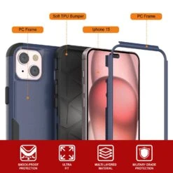 Punkcase For IPhone 15 Belt Clip Multilayer Holster Case [Patron Series] [Navy Black] -Phone Vibe Shop View 1 Patron Iphone 15 6f44f6f9 2e29 4172 9838 28da5585b762