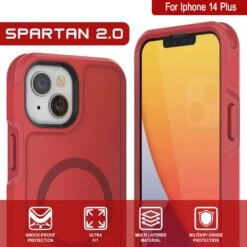 PunkCase IPhone 14 Plus Case, [Spartan 2.0 Series] Clear Rugged Heavy Duty Cover W/Built In Screen Protector [Red] -Phone Vibe Shop View 1 Spartan 2 Iphone 14 Plus 504cda3e 2fc8 4a07 8f20 8e22770e4198