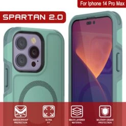 PunkCase IPhone 14 Pro Max Case, [Spartan 2.0 Series] Clear Rugged Heavy Duty Cover W/Built In Screen Protector [Teal] -Phone Vibe Shop View 1 Spartan 2 Iphone 14 Pro Max b1a0fbca 3686 4a88 8b6b 06a67f7b18da
