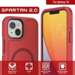 PunkCase IPhone 14 Case, [Spartan 2.0 Series] Clear Rugged Heavy Duty Cover W/Built In Screen Protector [Red] -Phone Vibe Shop View 1 Spartan 2 Iphone 14 5363db66 ffa0 485a 8f8a 77b11e42faf0