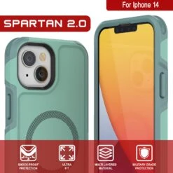 PunkCase IPhone 14 Case, [Spartan 2.0 Series] Clear Rugged Heavy Duty Cover W/Built In Screen Protector [Teal] -Phone Vibe Shop View 1 Spartan 2 Iphone 14 974a8d12 d660 4aff 87f5 a0d75065eabc