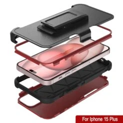 Punkcase For IPhone 15 Plus Belt Clip Multilayer Holster Case [Patron Series] [Red-Black] -Phone Vibe Shop View 2 Patron Iphone 15 Plus c0385cd2 e528 4818 915b 6dfcef51bf79