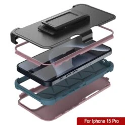 Punkcase For IPhone 15 Pro Belt Clip Multilayer Holster Case [Patron Series] [Pink-Blue] -Phone Vibe Shop View 2 Patron Iphone 15 Pro 373e6134 699d 4c0f 9bf9 db237fbee964