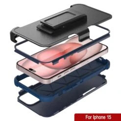 Punkcase For IPhone 15 Belt Clip Multilayer Holster Case [Patron Series] [Navy] -Phone Vibe Shop View 2 Patron Iphone 15 e9e57f8b 9167 47f4 8b2c 45cff9035f87