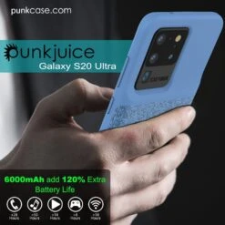 PunkJuice S20 Ultra Battery Case Patterned Blue - Fast Charging Power Juice Bank With 6000mAh -Phone Vibe Shop View 2 Punkjuice Galaxy S20 Ultra c7a8ee4c 91ec 4e55 b810 a329b719ba86