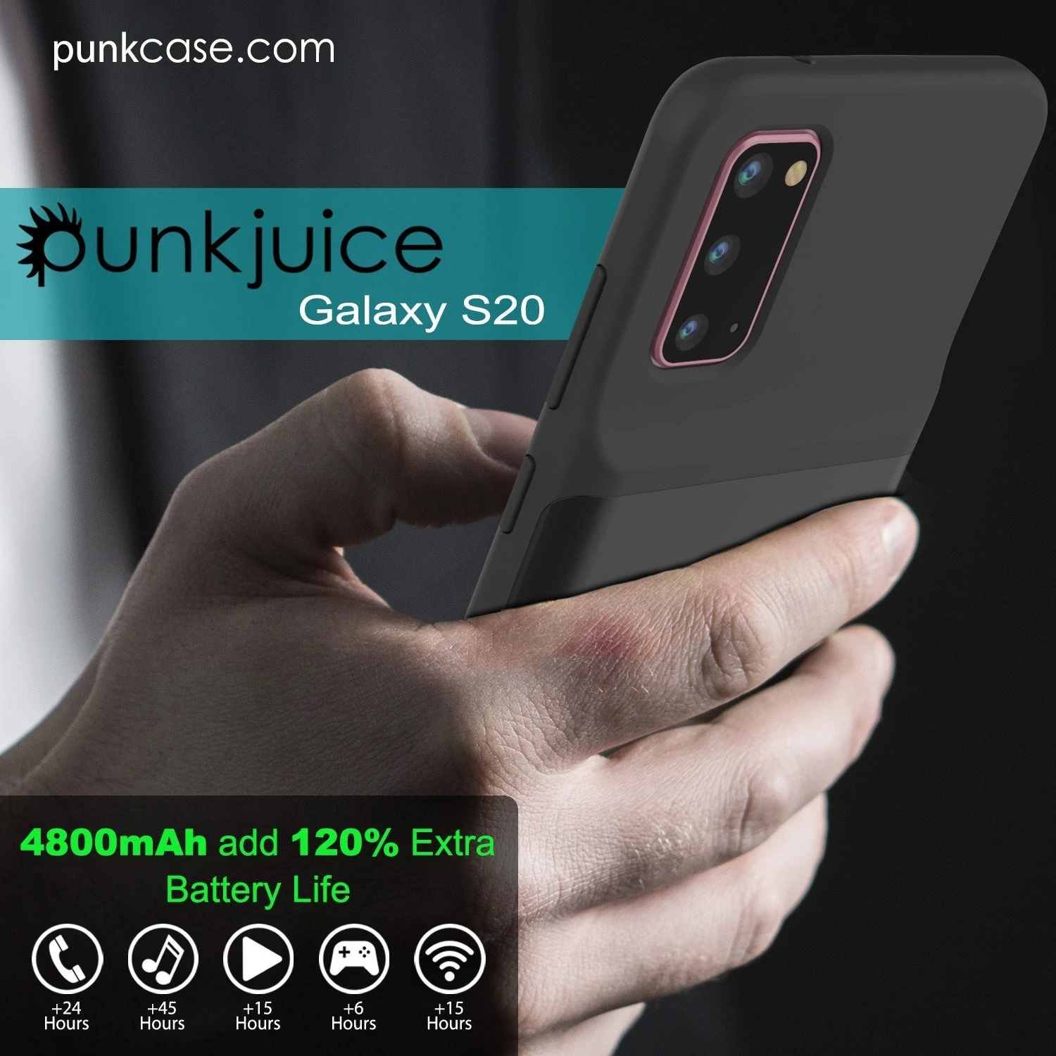 PunkJuice S20 Battery Case All Black - Fast Charging Power Juice Bank With 4800mAh 10 PunkJuice S20 Battery Case All Black - Fast Charging Power Juice Bank With 4800mAh - Image 8