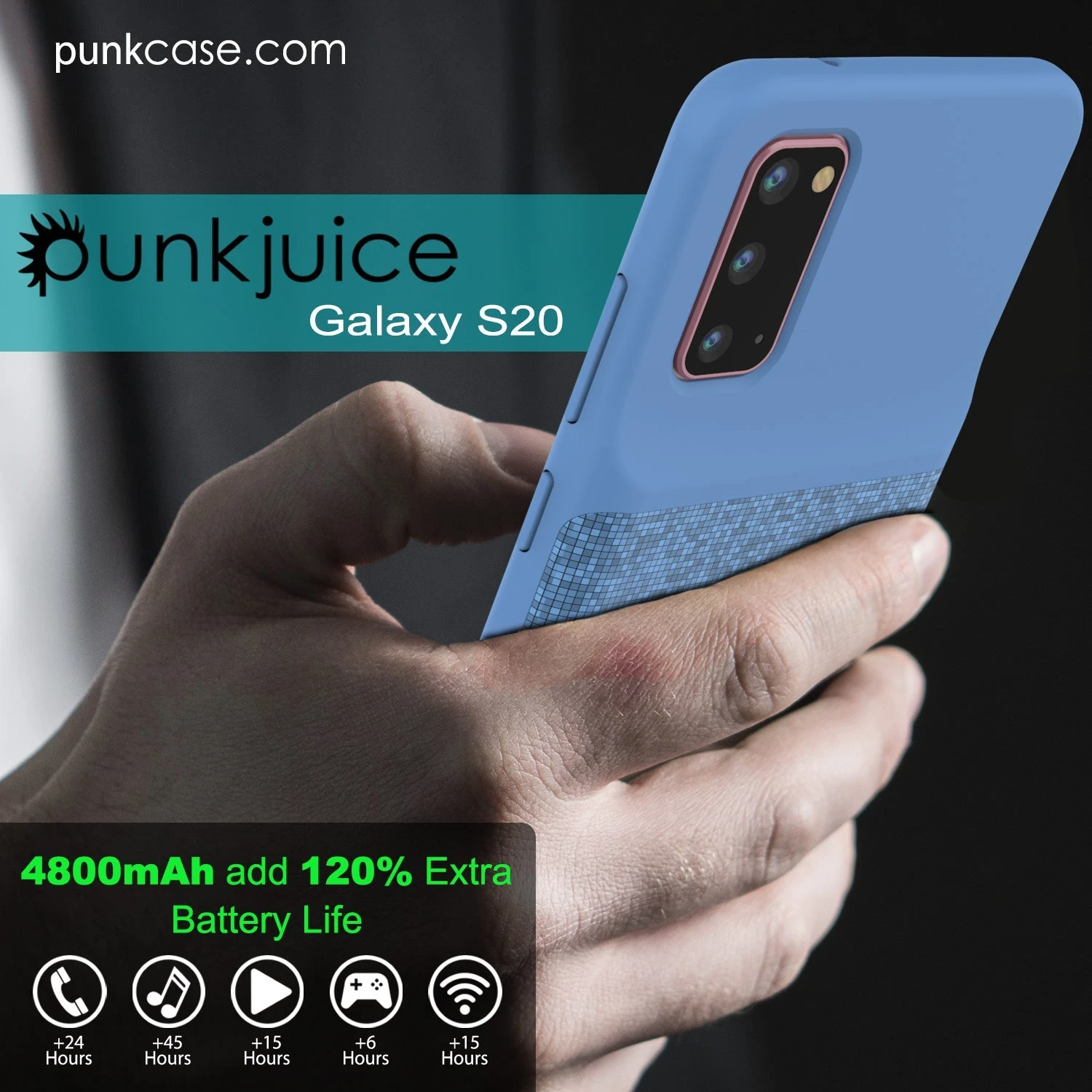 PunkJuice S20 Battery Case Patterned Blue - Fast Charging Power Juice Bank With 4800mAh 10 PunkJuice S20 Battery Case Patterned Blue - Fast Charging Power Juice Bank With 4800mAh - Image 8