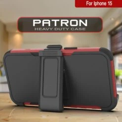 Punkcase For IPhone 15 Belt Clip Multilayer Holster Case [Patron Series] [Red-Black] -Phone Vibe Shop View 3 Patron Iphone 15
