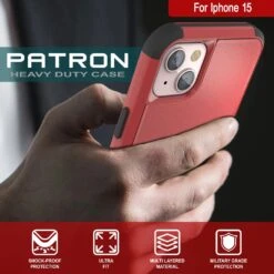 Punkcase For IPhone 15 Belt Clip Multilayer Holster Case [Patron Series] [Red-Black] -Phone Vibe Shop View 4 Patron Iphone 15