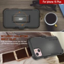 Punkcase For IPhone 15 Plus Belt Clip Multilayer Holster Case [Patron Series] [Black] -Phone Vibe Shop View 6 Patron Iphone 15 Plus