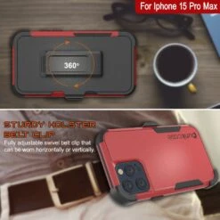 Punkcase For IPhone 15 Pro Max Belt Clip Multilayer Holster Case [Patron Series] [Red-Black] -Phone Vibe Shop View 6 Patron Iphone 15 Pro Max
