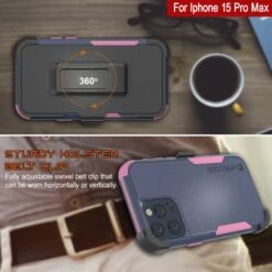 Punkcase For IPhone 15 Pro Max Belt Clip Multilayer Holster Case [Patron Series] [Navy Pink] -Phone Vibe Shop View 6 Patron Iphone 15 Pro Max f1b971b8 f5d8 45f4 bd65 5bb3dce7839c