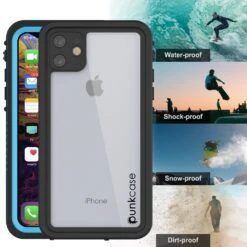 IPhone 11 Waterproof Case, Punkcase [Extreme Series] Armor Cover W/ Built In Screen Protector [Light Blue] -Phone Vibe Shop View2 Extreme Iphone 11 80d63ad2 061f 4643 98d7 1abcf652d7a6