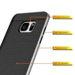 Galaxy S7 Edge Case, PunkCase STEALTH Silver Series Hybrid 3-Piece Shockproof Dual Layer Cover -Phone Vibe Shop back s7edge dot 5b539dfd 84e1 4bae 941b 6d20c58bec00