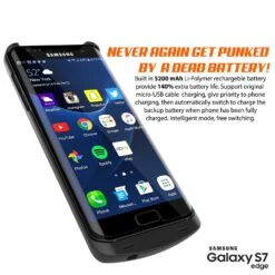 Galaxy S7 EDGE Battery Case, Punkcase 5200mAH Charger Case W/ Screen Protector | Integrated Kickstand & USB Port | IntelSwitch [Black] -Phone Vibe Shop battery batterycase s7edge