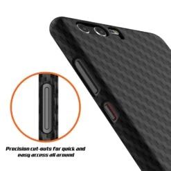 Huawei P10 Case, Punkcase CarbonShield, Heavy Duty & Ultra Thin 2 Piece Dual Layer PU Leather Cover [shockproof] [non Slip] With Tempered Glass Screen Protector For Huawei P10 [Jet Black] -Phone Vibe Shop button carbon case huawei p10