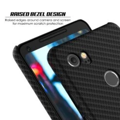 Google Pixel 2 XLCarbonShield Heavy Duty & Ultra Thin 2 Piece Dual Layer PU Leather Cover [shockproof][non Slip] With Tempered Glass Screen Protector For Google Pixel 2 XL [Jet Black] -Phone Vibe Shop camera carbon case google pixel 2 XL