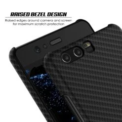 Huawei P10 Case, Punkcase CarbonShield, Heavy Duty & Ultra Thin 2 Piece Dual Layer PU Leather Cover [shockproof] [non Slip] With Tempered Glass Screen Protector For Huawei P10 [Jet Black] -Phone Vibe Shop camera carbon case huawei p10