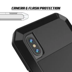 IPhone X Metal Case, Heavy Duty Military Grade Rugged Black Armor Cover [shock Proof] Hybrid Full Body Hard Aluminum & TPU Design -Phone Vibe Shop camera metallic case iphone X