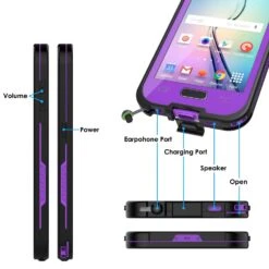 Galaxy S6 Waterproof Case, PunkCase SpikeStar Purple Water/Shock/Dirt/Snow Proof | Lifetime Warranty -Phone Vibe Shop detail port 689f5df0 5f14 4a9d 8889 c09169bbaa18