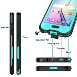 Galaxy S6 Waterproof Case, Punkcase SpikeStar Teal Water/Shock/Dirt/Snow Proof | Lifetime Warranty -Phone Vibe Shop detail port 994c773c 3c3d 4ea0 85b9 f6694f9b6ce4