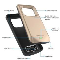 Galaxy S9 Battery Case, PunkJuice 5000mAH Fast Charging Power Bank W/ Screen Protector | Integrated USB Port | IntelSwitch | Slim, Secure And Reliable | Suitable For Samsung Galaxy S9 [Gold] -Phone Vibe Shop detail battery galaxy S9 08c06b15 4d3b 40d3 8613 c90a3875c314