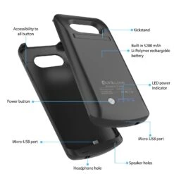 Galaxy S7 EDGE Battery Case, Punkcase 5200mAH Charger Case W/ Screen Protector | Integrated Kickstand & USB Port | IntelSwitch [Black] -Phone Vibe Shop detail batterycase s7edge