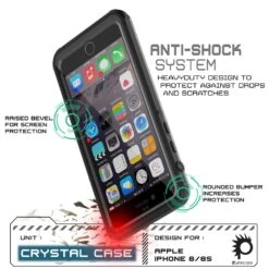 IPhone 6+/6S+ Plus Waterproof Case, PUNKcase CRYSTAL Black W/ Attached Screen Protector | Warranty -Phone Vibe Shop drop crystal case iphone 6 0291d3d8 e9d5 41aa ba80 8ef3af876e10