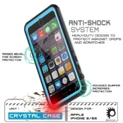 IPhone 6/6S Waterproof Case, PUNKcase CRYSTAL Light BlueW/ Attached Screen Protector| Warranty -Phone Vibe Shop drop crystal case iphone 6 180a3748 ca14 4d4a be2b da9cbc796aef