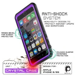 IPhone 6+/6S+ Plus Waterproof Case, PUNKcase CRYSTAL Purple W/ Attached Screen Protector | Warranty -Phone Vibe Shop drop crystal case iphone 6 ee43f067 9dbc 4898 9799 e9696ec270b0