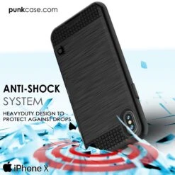 IPhone X Case, PUNKcase [SLOT Series] Slim Fit Dual-Layer Armor Cover & Tempered Glass PUNKSHIELD Screen Protector For Apple IPhone X [Black] -Phone Vibe Shop drop slot case iphone x