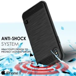 IPhone X Case, PUNKcase [SLOT Series] Slim Fit Dual-Layer Armor Cover & Tempered Glass PUNKSHIELD Screen Protector For Apple IPhone X [Black] -Phone Vibe Shop drop slot case iphone x 1