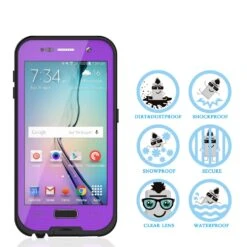 Galaxy S6 Waterproof Case, PunkCase SpikeStar Purple Water/Shock/Dirt/Snow Proof | Lifetime Warranty -Phone Vibe Shop front 197c2353 2fe1 452a 90e8 dc4d21d03fc7