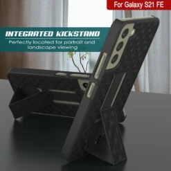 Punkcase Galaxy S21 FE Case With Screen Protector, Holster Belt Clip [Black] -Phone Vibe Shop galaxy S21 FE case punkcase with screen protector holster belt clip built in kickstand non slip dual layer hybrid tpu full body protection thin fit for samsung galaxy S21 FE black 3