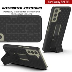 Punkcase Galaxy S21 FE Case With Screen Protector, Holster Belt Clip [Black] -Phone Vibe Shop galaxy S21 FE case punkcase with screen protector holster belt clip built in kickstand non slip dual layer hybrid tpu full body protection thin fit for samsung galaxy S21 FE black 5