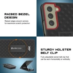 Punkcase Galaxy S21 FE Case With Screen Protector, Holster Belt Clip [Black] -Phone Vibe Shop galaxy S21 FE case punkcase with screen protector holster belt clip built in kickstand non slip dual layer hybrid tpu full body protection thin fit for samsung galaxy S21 FE black 7