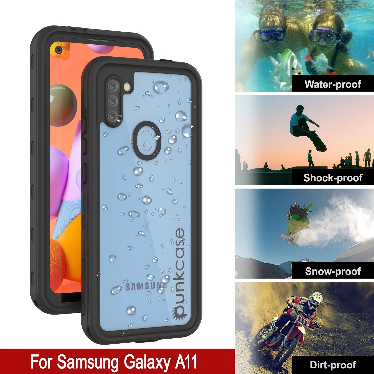 Galaxy A11 Waterproof Case PunkCase StudStar Black Thin 6.6ft Underwater IP68 Shock/Snow Proof 8 Galaxy A11 Waterproof Case PunkCase StudStar Black Thin 6.6ft Underwater IP68 Shock/Snow Proof - Image 6