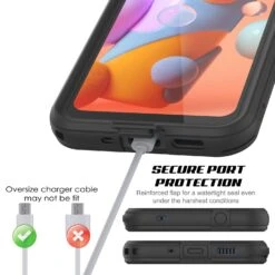 Galaxy A11 Waterproof Case PunkCase StudStar Black Thin 6.6ft Underwater IP68 Shock/Snow Proof 18 Galaxy A11 Waterproof Case PunkCase StudStar Black Thin 6.6ft Underwater IP68 Shock/Snow Proof -Phone Vibe Shop galaxy a11 waterproof case punkcase studstar samsung galaxy a11 edge ultra slim thin fit 6 6ft underwater ip68 screen protector touch id shockproof dirtproof snowproof case 8