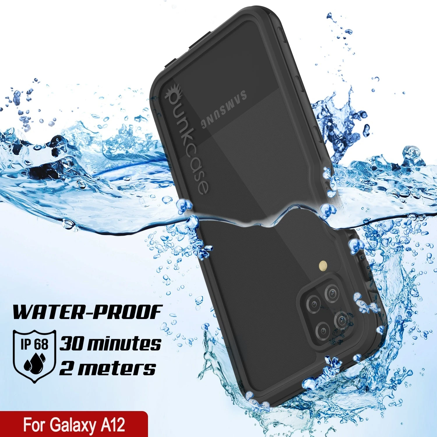 Galaxy A12 Waterproof Case PunkCase StudStar Black Thin 6.6ft Underwater IP68 Shock/Snow Proof 6 Galaxy A12 Waterproof Case PunkCase StudStar Black Thin 6.6ft Underwater IP68 Shock/Snow Proof - Image 4