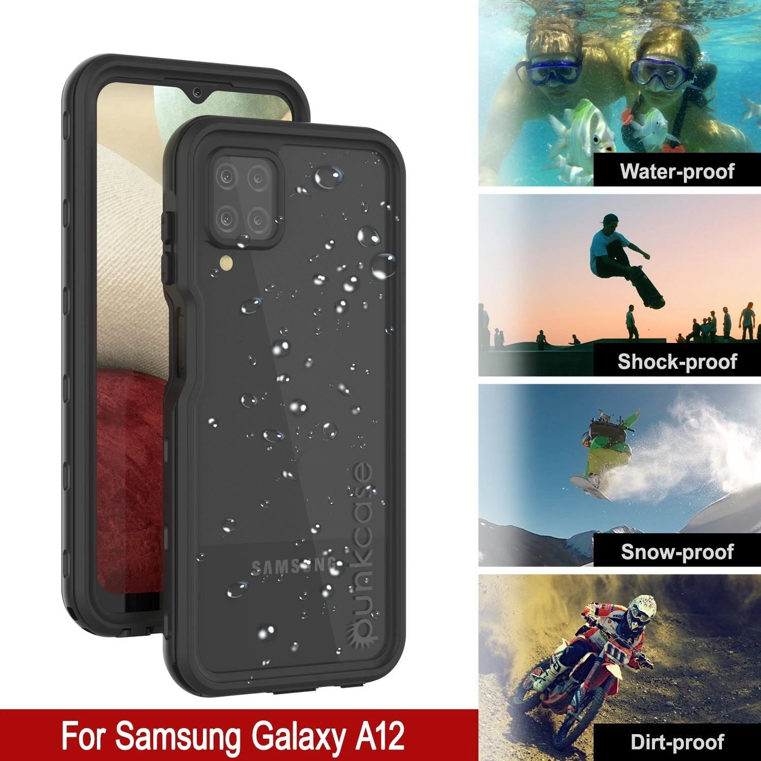 Galaxy A12 Waterproof Case PunkCase StudStar Black Thin 6.6ft Underwater IP68 Shock/Snow Proof 8 Galaxy A12 Waterproof Case PunkCase StudStar Black Thin 6.6ft Underwater IP68 Shock/Snow Proof - Image 6