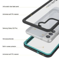 Galaxy S22+ Plus Water/ Shock/ Snowproof [Extreme Series]Screen Protector Case [Teal] -Phone Vibe Shop galaxy s22 plus waterproof case extreme series ultra slim fit innovative design ip68 certified advanced sealing scratch resistant shockproof dirtproof snowproof armor cover 3 91a73f68