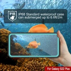Galaxy S22+ Plus Water/ Shock/ Snowproof [Extreme Series]Screen Protector Case [Teal] -Phone Vibe Shop galaxy s22 plus waterproof case extreme series ultra slim fit innovative design ip68 certified advanced sealing scratch resistant shockproof dirtproof snowproof armor cover 4 9d8edbd7