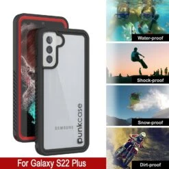 Galaxy S22+ Plus Water/ Shock/ Snowproof [Extreme Series] Slim Screen Protector Case [Red] -Phone Vibe Shop galaxy s22 plus waterproof case extreme series ultra slim fit innovative design ip68 certified advanced sealing scratch resistant shockproof dirtproof snowproof armor cover 5 829a421b