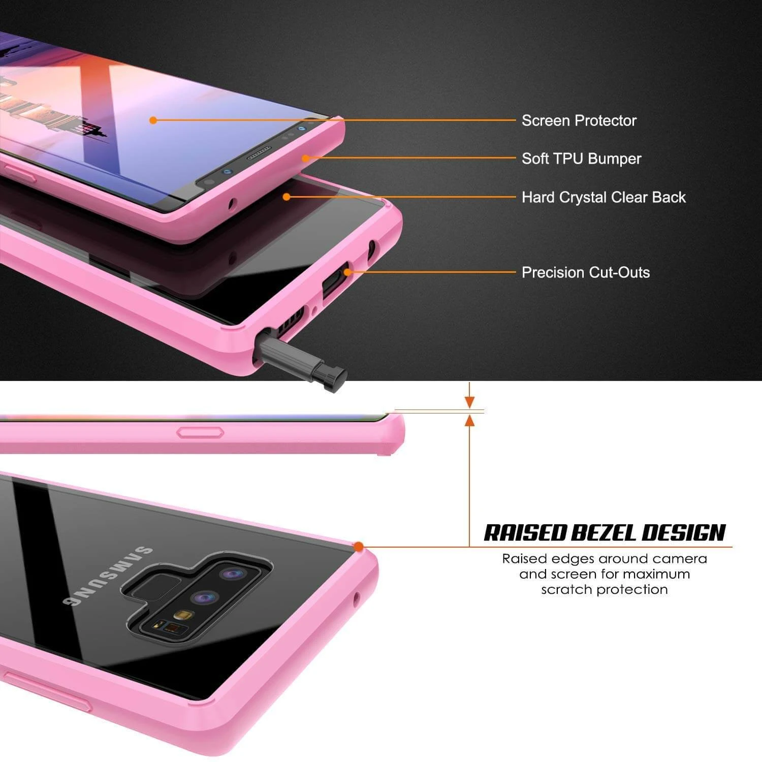 Galaxy Note 9 Case, PUNKcase [LUCID 2.0 Series] [Slim Fit] Armor Cover W/Integrated Anti-Shock System [Pink] - Image 3